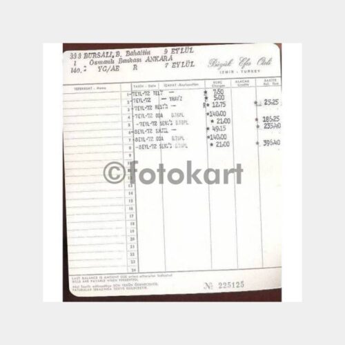 1972 İzmir Büyük Efes Oteli Faturası