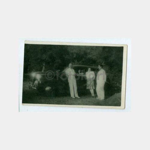 1940 Damalı Taksi Otomobil Önü Grup Fotoğraf