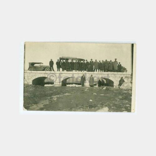 1930 Anadolu Köprü Üzeri Eski Otomobil Grup Fotoğraf