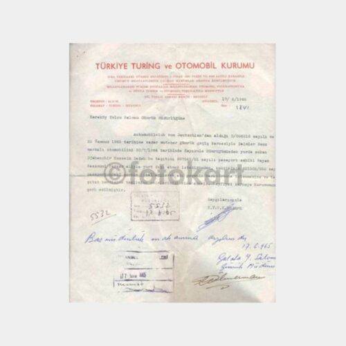 1965 T. Turing Otomobil Kurumu Yazısı