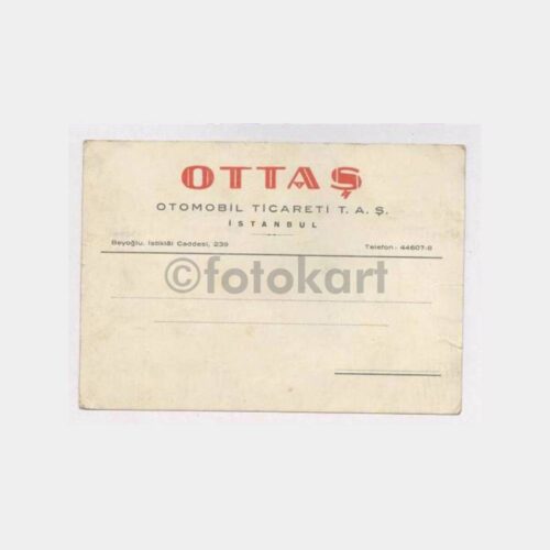 1939 Ankara Ottaş Otomobil Teslim Kartı