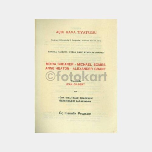1956 Açık Hava Tiyatrosu Balo Temsili Programı