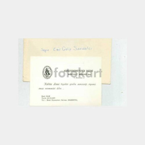 1977 Kültür Koleji Tiyatro Davetiyesi