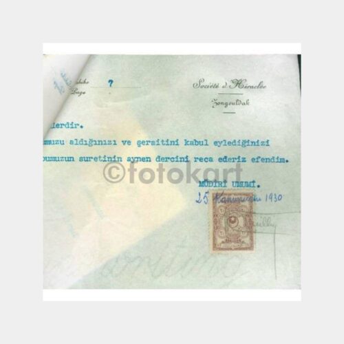 1930 Zonguldak Ereğli Kömür İşletme Yazısı - Görsel 2