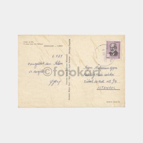 1968 Zonguldak Limanı Görünüş Damgalı Kartpostal - Görsel 2