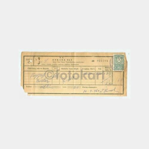 1960 Ankara Arsa Vergi Makbuzu