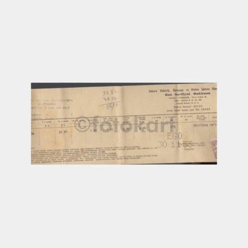 1955 Ankara EGO Gaz Sarfiyat Makbuzu