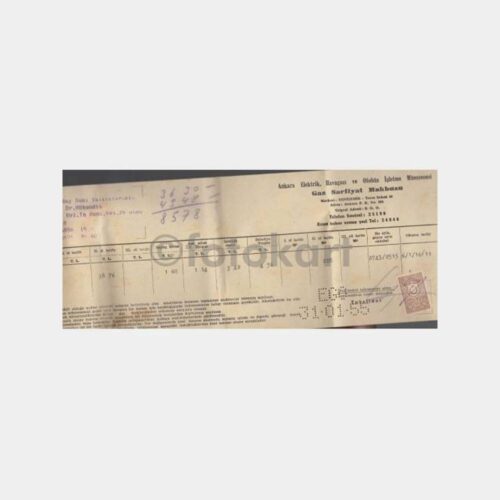 1955 Ankara EGO Gaz Sarfiyat Makbuzu