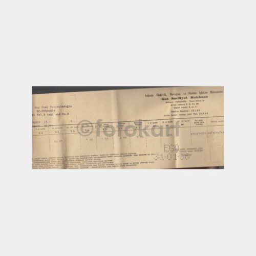 1955 Ankara EGO Gaz Sarfiyat Makbuzu