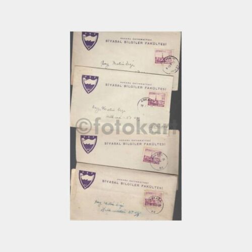 1960 Ankara Siyasal Bilgiler Fakültesi Damgalı 4 Adet Zarf
