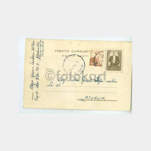 1956 Ayvalık Varışlı Damgalı Posta Kartı