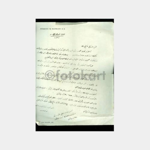 1955 Türkiye İş Bankası Antetli Kağıda Eski Türkçe Yazı