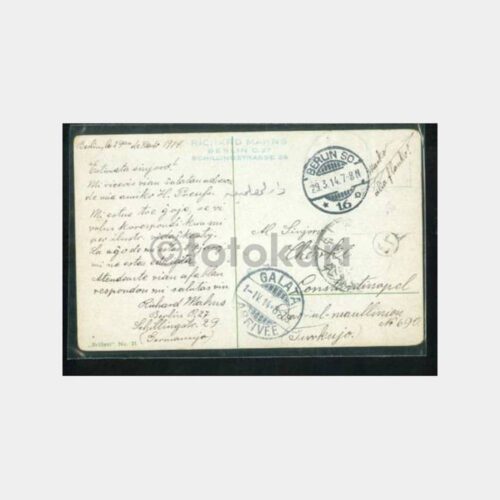 1914 Berlin Damgalı İstanbul Varışlı Kartpostal