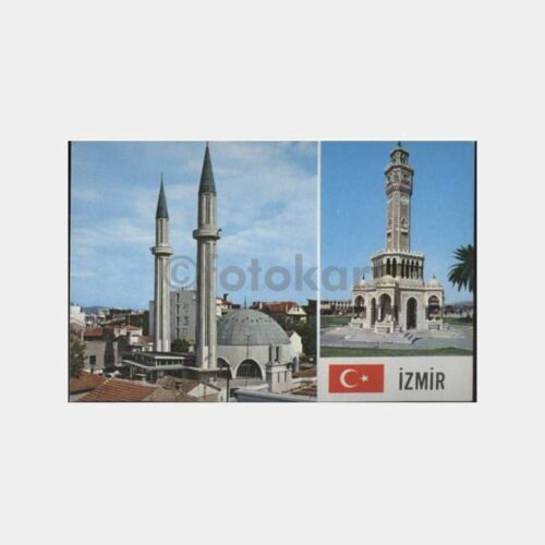 İzmir Karşıyaka Camii Konak Saat Kulesi Kartpostal