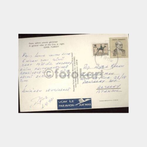 1971 İzmir Gece Görünüşü Kartpostal - Görsel 2