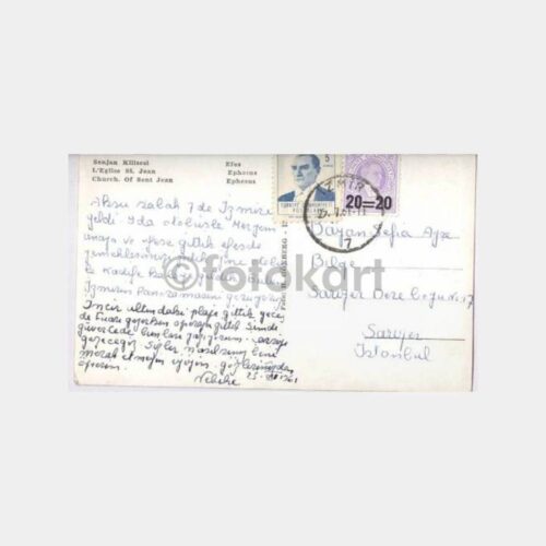 1961 İzmir Selçuk Senjan Kilise Damgalı Kartpostal - Görsel 2
