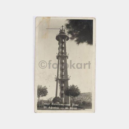 1930 İzmir Fuarı Paraşüt Kulesi Görünüş Fotokart