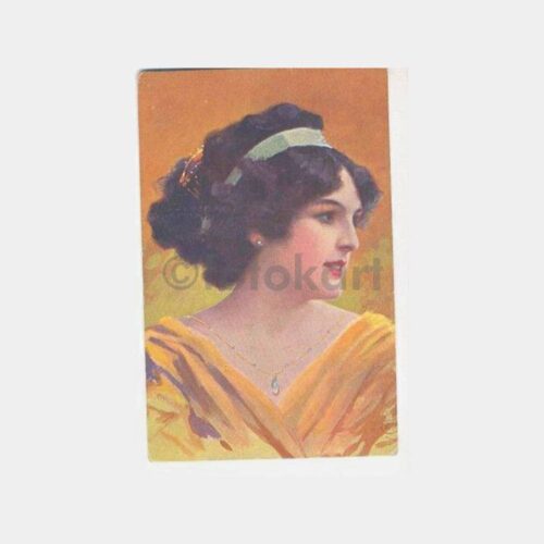 Yabancı Kadın Portre Tablo Kartpostal