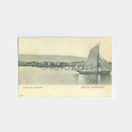 1910 Çanakkale Sahil ve Yelkenli Nadir Kartpostal