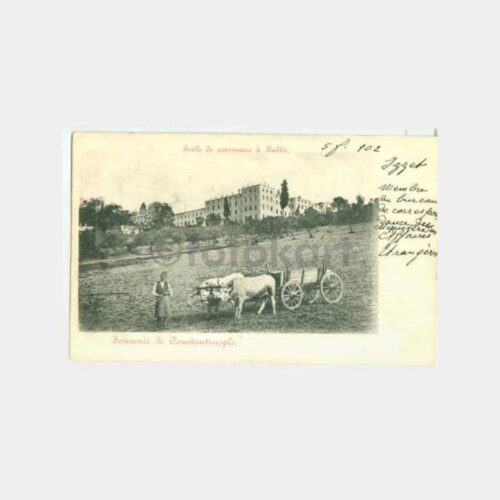 1902 Heybeliada Ticaret Okulu Damgalı Kartpostal