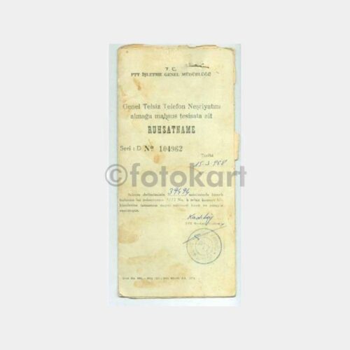 1965 Kadıköy PTT Radyo Ruhsatname Makbuz