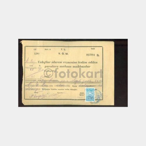 1948 Kadıköy Vakıflar Tahsildar Makbuzu
