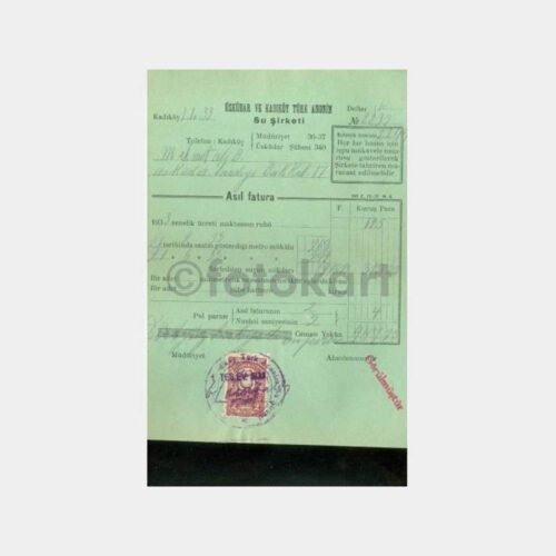 1933 Üsküdar ve Kadıköy Su Şirketi Faturası
