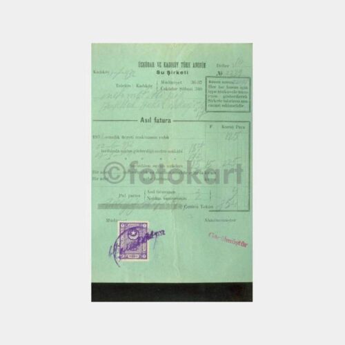 1932 Üsküdar ve Kadıköy Su Şirketi Faturası