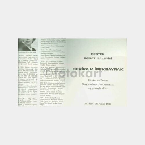 1985 Ressam Berika İpekbayrak Sergi Davetiyesi