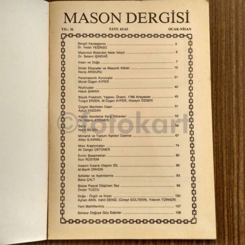 Mason Dergisi, 1987 Ocak-Nisan Sayı: 62-63 - Görsel 2