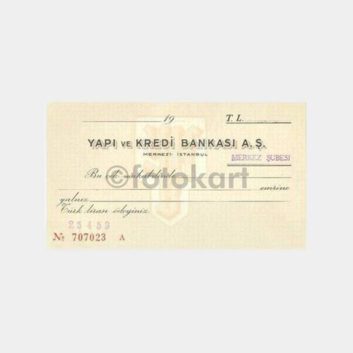 Yapı ve Kredi Bankası Merkez İstanbul Çeki