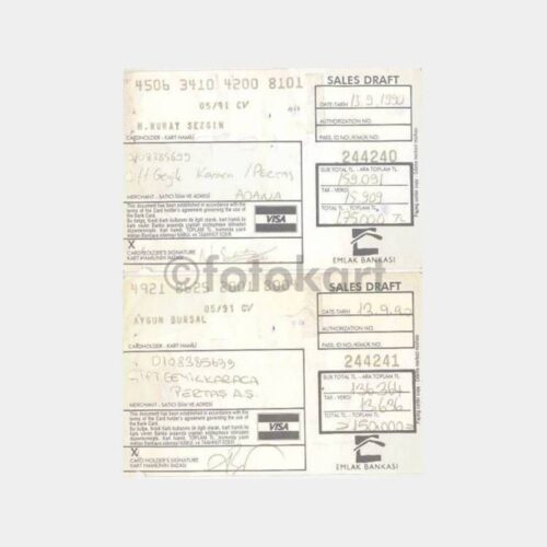 1990 Emlak Bankası 2 Adet Slip Kağıdı