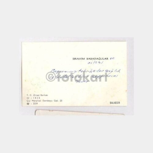 Balıkesir Ziraat Bankası -İbrahim Babadağlılar- Kartvizit