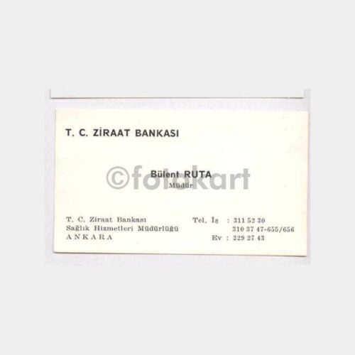 Ziraat Bankası Sağlık İşleri -Bülent Ruta- Kartvizit