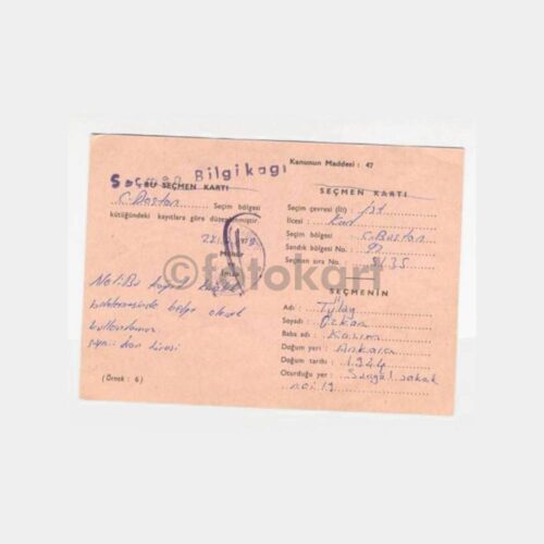 1979 Kadıköy Seçmen Kartı