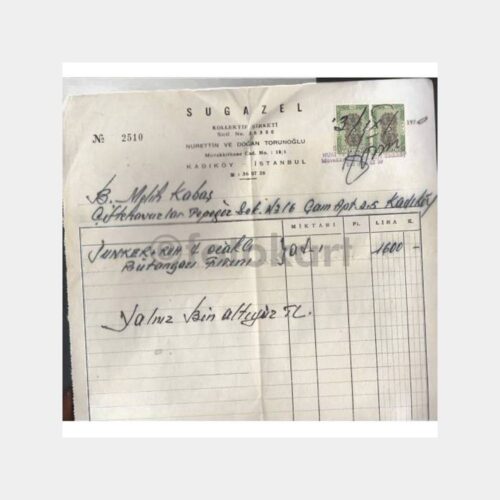 1971 Kadıköy Sugazel Şirketi Fırın Faturası
