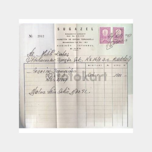 1970 Kadıköy Sugazel Termosifon Faturası