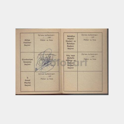1975 Kadıköy Bostancı Damgalı Seçmen Kartı
