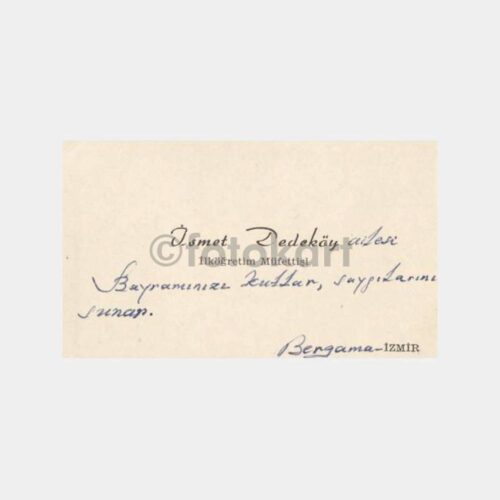 1964 Bergama İsmet Dedeköy 2 Adet Kartvizit