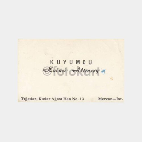 1958 İstanbul Mercan Kuyumcu Kartvizit