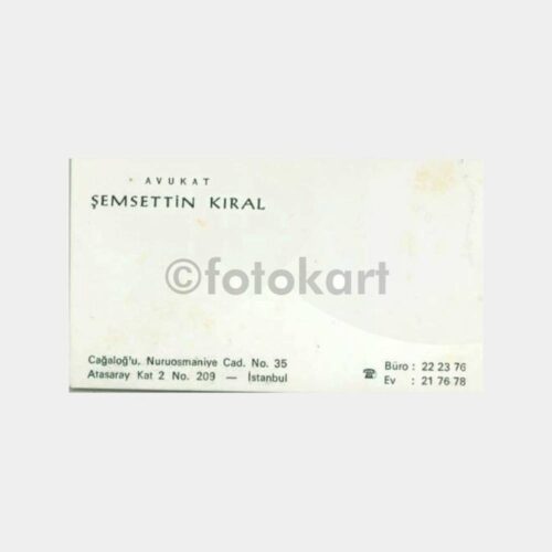 1960 Avukat Şemşettin Kıral Kartvizit