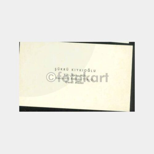 1969 Şükrü Kıykıoğlu Denizcilik Bankası Kartvizit