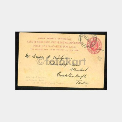 1913 Cape Town Damgalı İstanbul Levant Varışlı Kart
