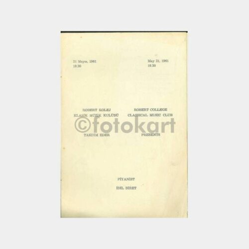 1961 Robert Kolej -İdil Biret- Konser Programı