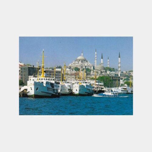 1990 Eminönü Vapurlar ve Süleymaniye Kartpostal
