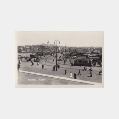 1940 Eminönü Galata Köprüsü Görünüş Kartpostal