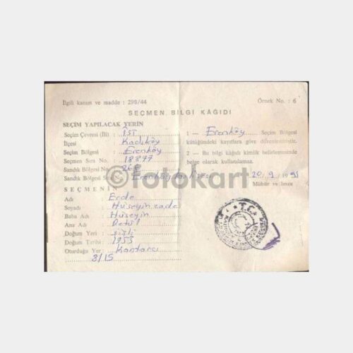 1991 Erenköy Seçmen Kağıdı