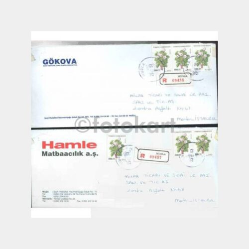 2003 Muğla Çiçek Pullu 2 Ad Taahhütlü Zarf