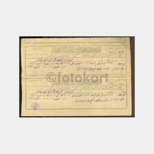 1904 Osmanlı 2 Adet Arazi Vergisi Makbuzu