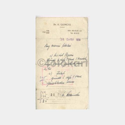 1956 Dr. H. Quincke - Doktor Reçetesi